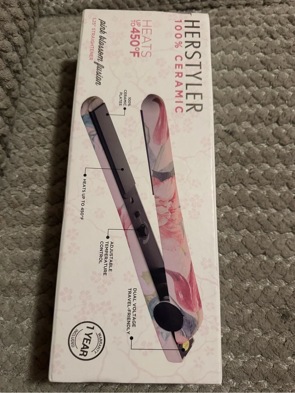 Herstyler Pink Floral Ceramic Flat Iron Hair Straightener